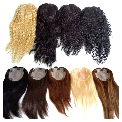 Fabriqué à la main 2024 Tendance Blonde Remy ondulée bouclée Topper européen de cheveux humains pour les femmes