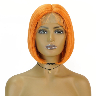 Lace transparente 150% densité Remy Hair Highlight Orange Bob droit Perruques avec poils de bébé