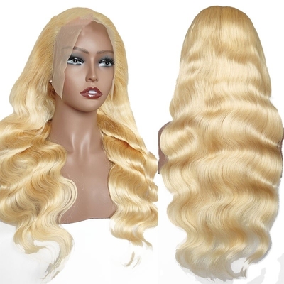 Couleur marron clair dentelle Vierge blonde surlignée corps ondulé bouclé Full Lace Front Perruque 613 HD 13x6 pour les femmes