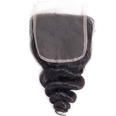 Extension de cheveux humains 4x4 Fermeture en dentelle sans colle courte perruque à ondes lâches de qualité Remy