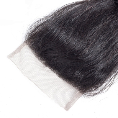 Extension de cheveux humains 4x4 Fermeture en dentelle sans colle courte perruque à ondes lâches de qualité Remy