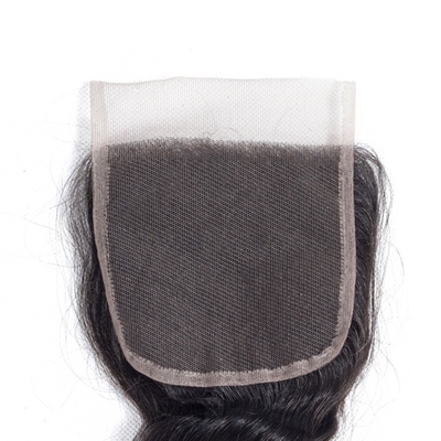Extension de cheveux humains 4x4 Fermeture en dentelle sans colle courte perruque à ondes lâches de qualité Remy