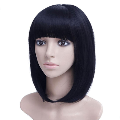 Perruque pour cheveux longs et droits synthétiques avec dentelle à l'avant Cheveux doux et brillants Taille petite casquette