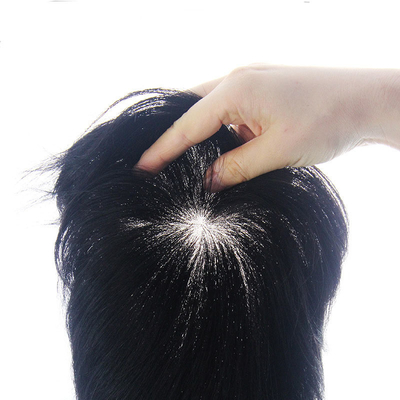 Type de pièce de cheveux droite 100% cheveux humains Hommes Toupee avec peau fine et densité légère