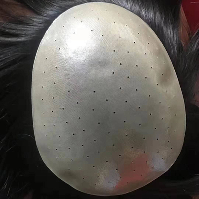 Type de pièce de cheveux droite 100% cheveux humains Hommes Toupee avec peau fine et densité légère