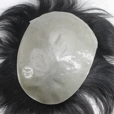 Type de pièce de cheveux droite 100% cheveux humains Hommes Toupee avec peau fine et densité légère