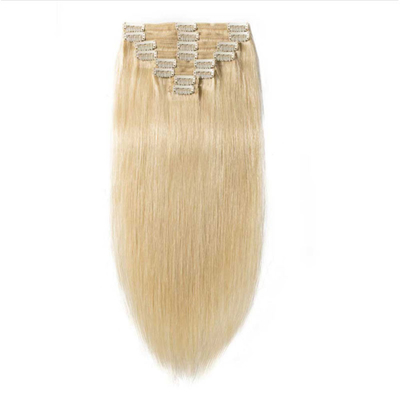 Clip de cheveux humains 100% en extensions de cheveux et doux brillant sans enchevêtrement 613 / 24 couleur
