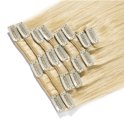 Clip de cheveux humains 100% en extensions de cheveux et doux brillant sans enchevêtrement 613 / 24 couleur
