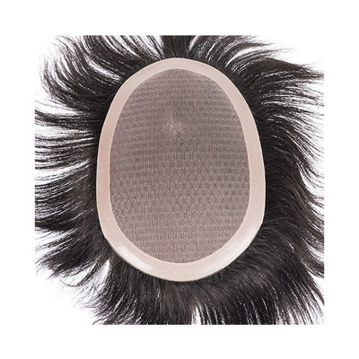100% de cheveux humains vierges Toupee en dentelle pour homme avec mono-maillage et base en dentelle