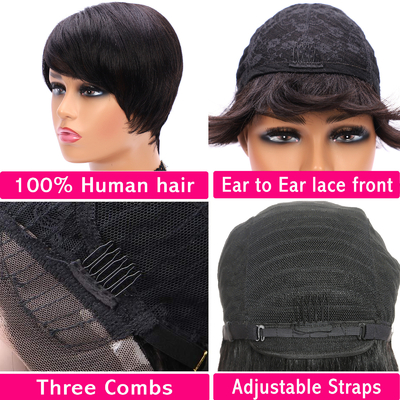 Fabricants Cheveux humains Perruque à coupe de fées Avantage Doux Brillant Aucun enchevêtrement 0,5 kg
