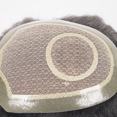 100% de cheveux humains vierges Toupee en dentelle pour homme avec mono-maillage et base en dentelle