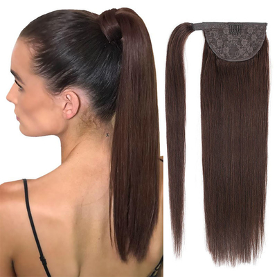 Cheveux Rémy Extension de queue de cheval de cheveux humains brésiliens avec cuticule alignée crochet et boucle