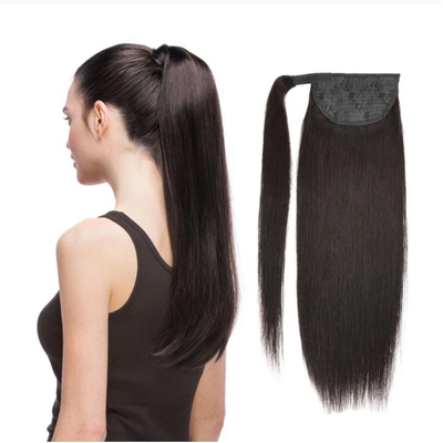 Cheveux Rémy Extension de queue de cheval de cheveux humains brésiliens avec cuticule alignée crochet et boucle