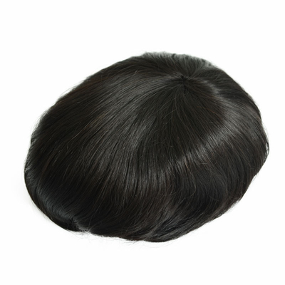 Couleur naturelle Toupee pour homme avec le style rétro cousu 100% cheveux humains Topper dentelle