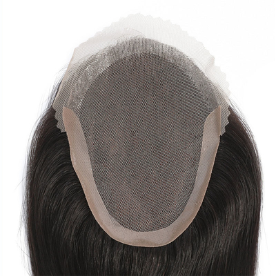 Densité légère Cheveux Rémy Toupee pour hommes à main pleine Technique de lace suisse
