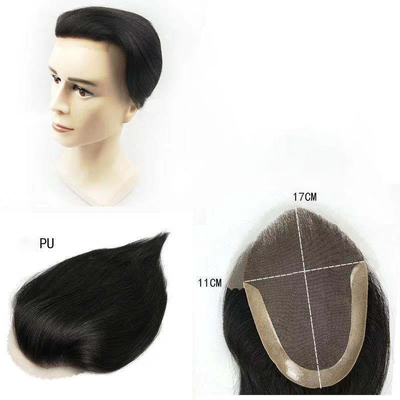 Densité légère Cheveux Rémy Toupee pour hommes à main pleine Technique de lace suisse
