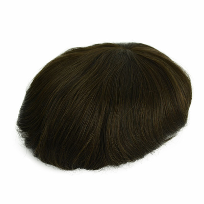 Densité légère Cheveux Rémy Toupee pour hommes à main pleine Technique de lace suisse