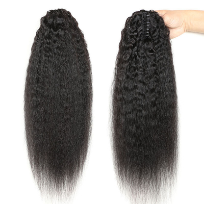 0.2 kg de cheveux humains à corde de traction Kinky raide extensions de queue de cheval pour les femmes 2022
