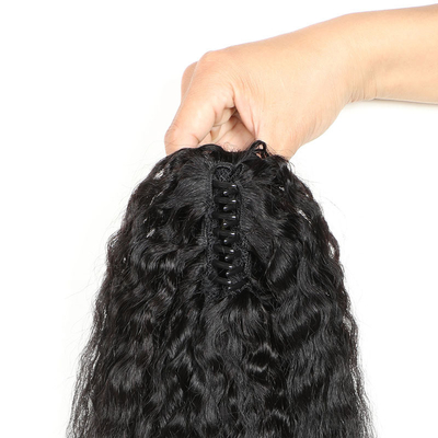 0.2 kg de cheveux humains à corde de traction Kinky raide extensions de queue de cheval pour les femmes 2022