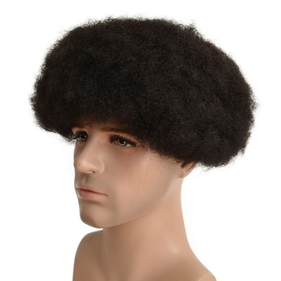 Toupee Texturé 24 mm Afro Kinky Bouclé En dentelle suisse Pour hommes Unités de cheveux Naturel Perruque de cheveux humains