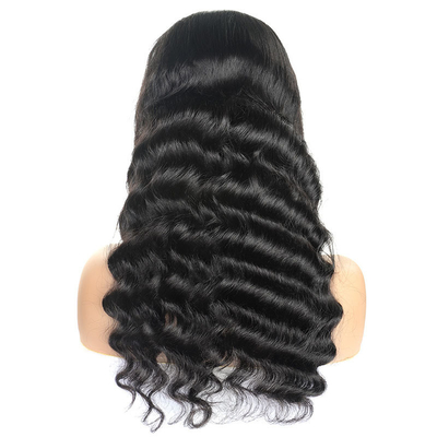 Toutes les couleurs naturelles Loose Deep Wave Swiss Lace Frontale Brésilienne Cheveux humains Perruques pour femmes noires