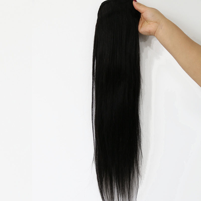 100% de cheveux humains vierges soyeux, à corde droite, queue de cheval, longueur de cheveux: 60%