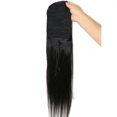 100% de cheveux humains vierges soyeux, à corde droite, queue de cheval, longueur de cheveux: 60%