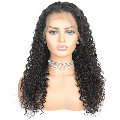 Perruques à l'avant en dentelle Cheveux humains bouclés bouclés Naturel noir dentelle frontale 13*4/4*4/T-lace