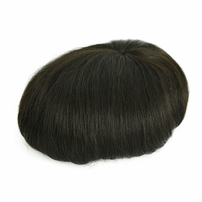 100% de vrai cheveux humains Homme Toupee Tissé à la main Patch de cheveux de calvitie Invisible avec PU Peau et dentelle suisse