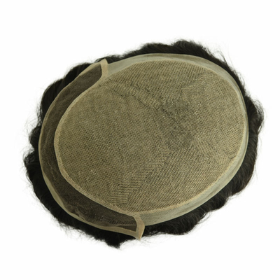 100% de vrai cheveux humains Homme Toupee Tissé à la main Patch de cheveux de calvitie Invisible avec PU Peau et dentelle suisse