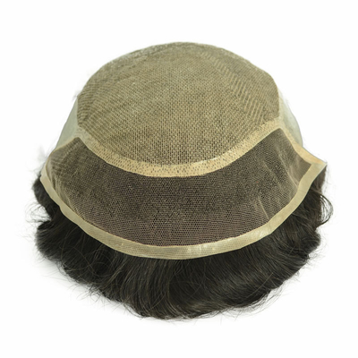 100% de vrai cheveux humains Homme Toupee Tissé à la main Patch de cheveux de calvitie Invisible avec PU Peau et dentelle suisse