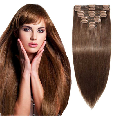 Extension de cheveux en clips de haute qualité 12A pour les femmes blanches 4 couleur Remy 100% cheveux humains