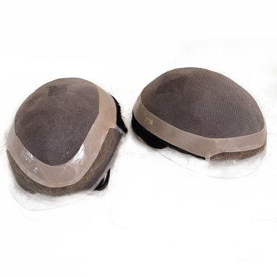 Densité de la toupee 100% 100% Remplacement des cheveux humains avec NPU et dentelle autour