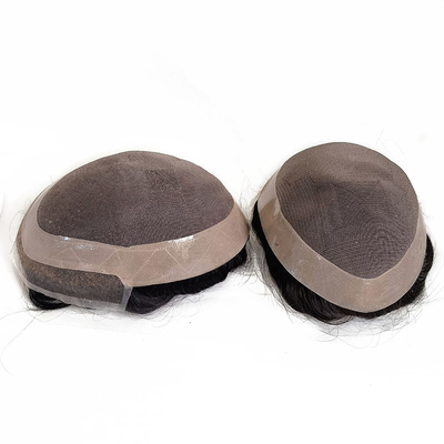 Densité de la toupee 100% 100% Remplacement des cheveux humains avec NPU et dentelle autour