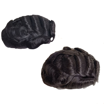 Densité de la toupee 100% 100% Remplacement des cheveux humains avec NPU et dentelle autour