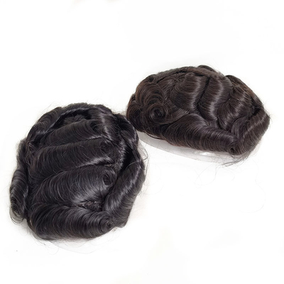 Densité de la toupee 100% 100% Remplacement des cheveux humains avec NPU et dentelle autour