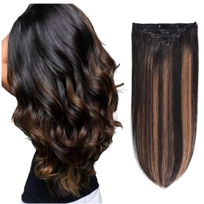 Virgin Highlight Remy Clip de cheveux en extensions 7-9 pièces ensemble pour les cheveux naturels vrais crus