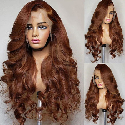 Cheveux Rémy Top Grade Brésilien 13*4 Faire ressortir la perruque avec couleur gingembre HD dentelle frontale