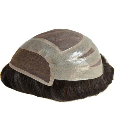 Ligne de coiffure naturelle faite à la main base de dentelle coiffure à toupe pour homme avec nœuds blanchis