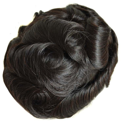 Ligne de coiffure naturelle faite à la main base de dentelle coiffure à toupe pour homme avec nœuds blanchis