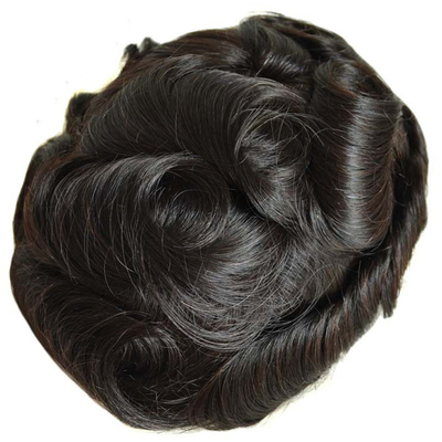 Ligne de coiffure naturelle faite à la main base de dentelle coiffure à toupe pour homme avec nœuds blanchis