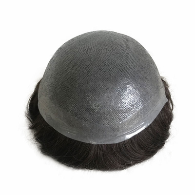 Ligne de coiffure naturelle faite à la main base de dentelle coiffure à toupe pour homme avec nœuds blanchis