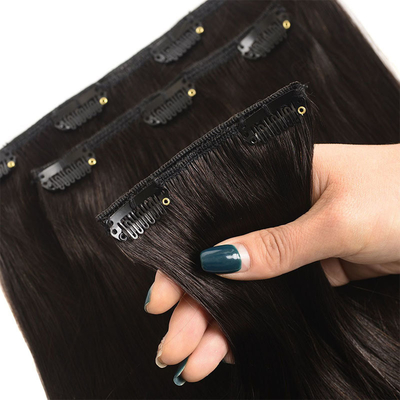 100% d'extensions de cheveux humains à cuticule complète double dessinée vraie vierge crue naturelle Remy invisible clip sans couture