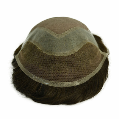 6 pouces de dentelle de base de remplacement de cheveux humains haute densité système de cheveux frontal de maille pour hommes