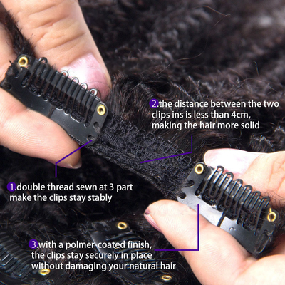12 A Grade 1B Couleur naturelle Remy Vierge brésilienne Afro Kinky Cheveux bouclés
