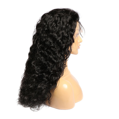 14-28 pouces de cheveux rémy vague d'eau Frontale cheveux humains perruques avec des nœuds blanchis pré-pucked