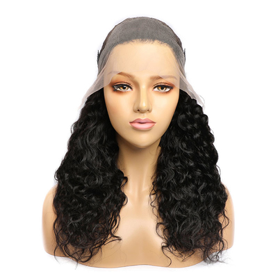 14-28 pouces de cheveux rémy vague d'eau Frontale cheveux humains perruques avec des nœuds blanchis pré-pucked