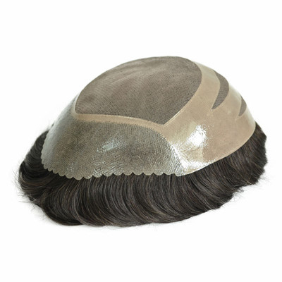 Toupe pour hommes de petite/grande/moyenne taille avec maille MONO et dentelle suisse en cheveux vierges