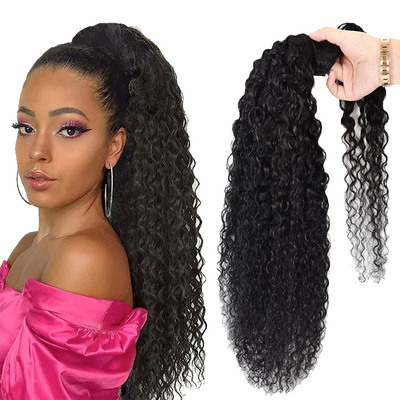 Vigoureux vrai brésilien bouclé en boucle autour de la queue de cheval extensions de cheveux humains Noir