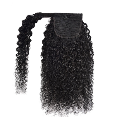 Vigoureux vrai brésilien bouclé en boucle autour de la queue de cheval extensions de cheveux humains Noir